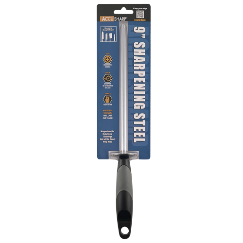 AccuSharp AS032C 9 Inch Sharpening Steel Realigns And Hones Knife Edges For Kitchen And Butcher Use by AccuSharp