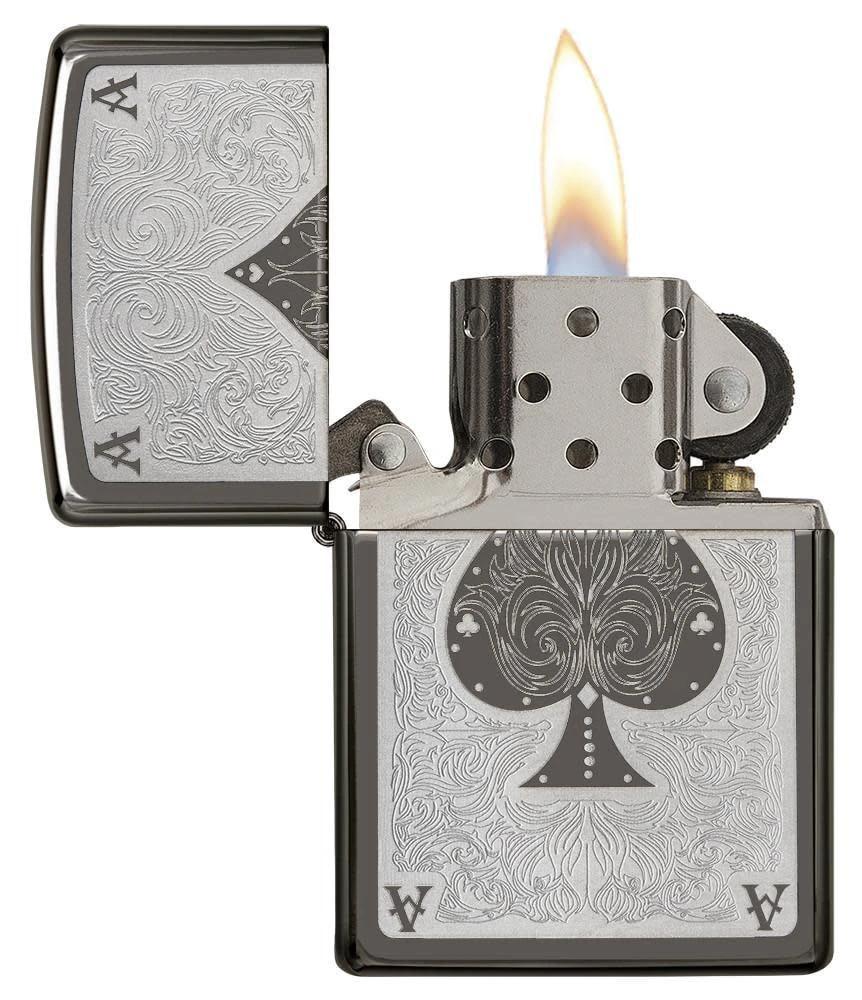 Ace Filigree Zippo Lighter – Black Ice® Finish by Zippo