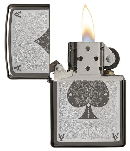 Ace Filigree Zippo Lighter – Black Ice® Finish by Zippo