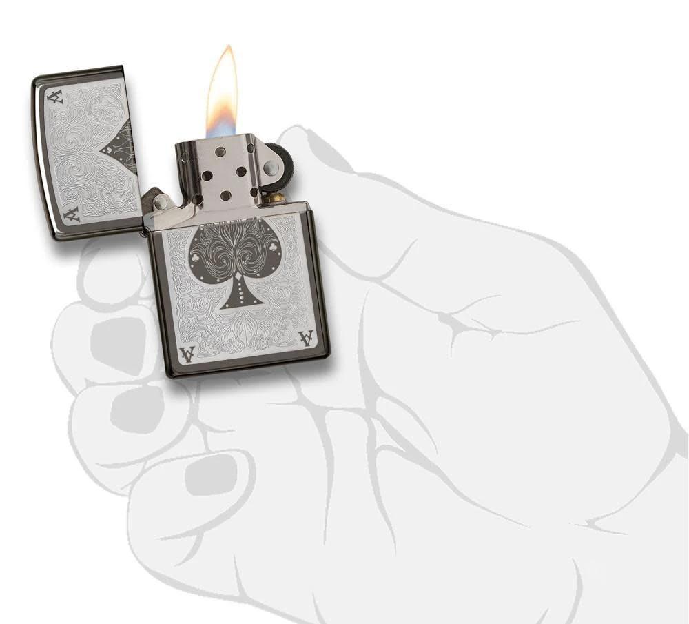 Ace Filigree Zippo Lighter – Black Ice® Finish by Zippo