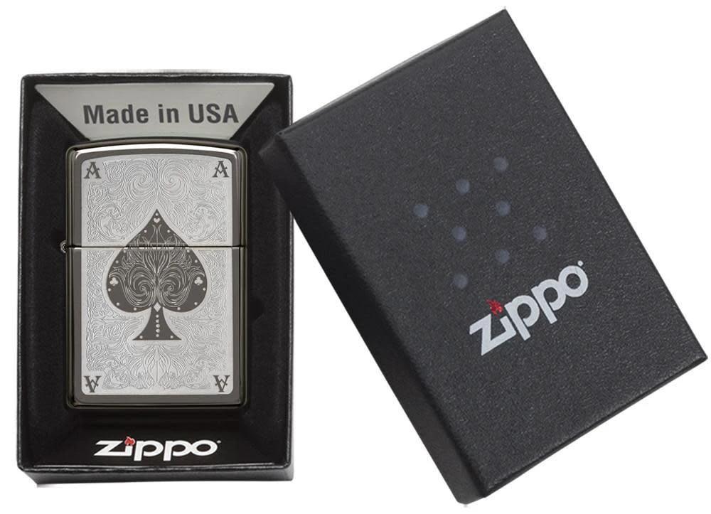 Ace Filigree Zippo Lighter – Black Ice® Finish by Zippo