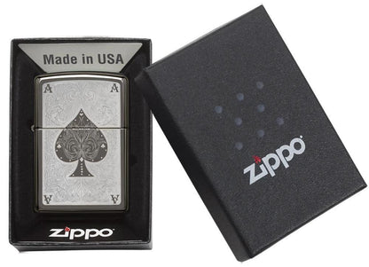 Ace Filigree Zippo Lighter – Black Ice® Finish by Zippo