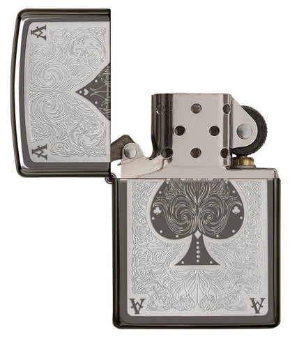 Ace Filigree Zippo Lighter – Black Ice® Finish by Zippo