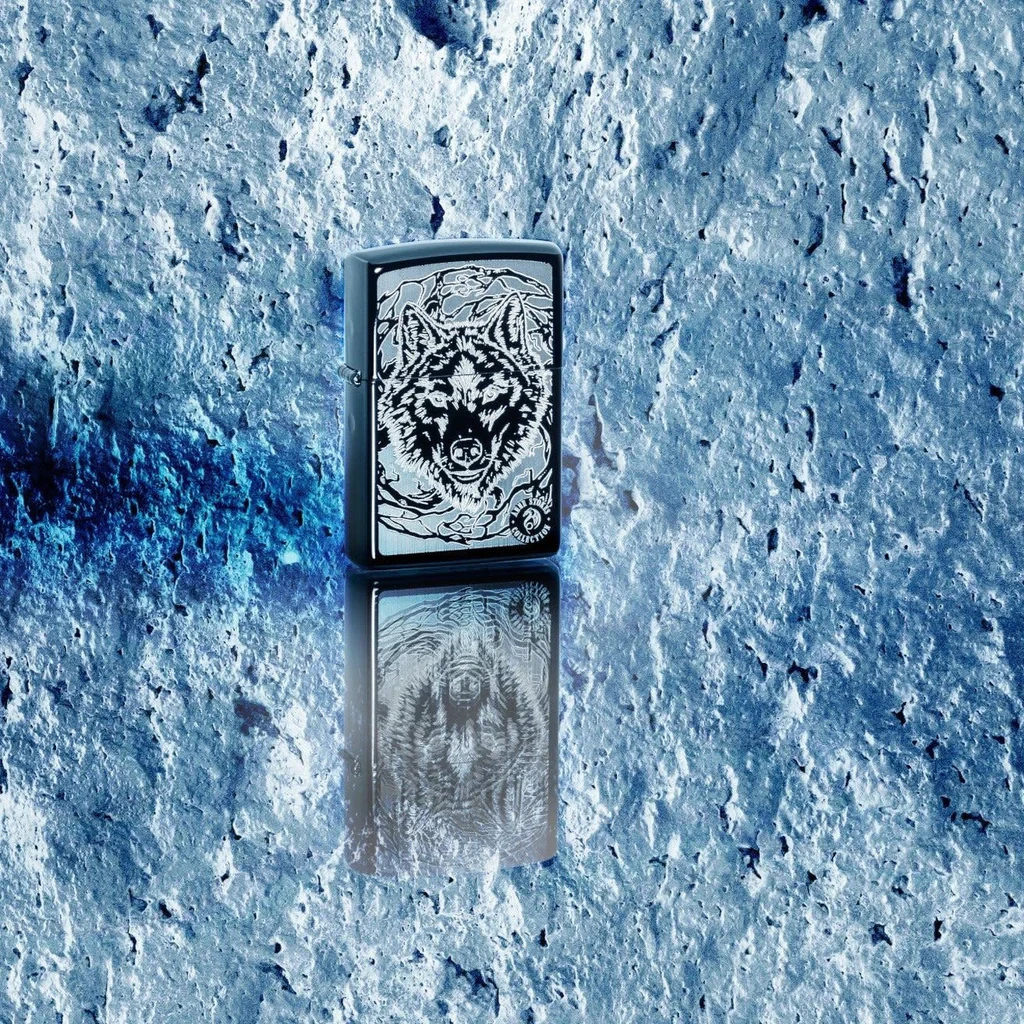 Anne Stokes Collection Zippo Wolf Design Windproof Lighter – High Polish Black by Zippo