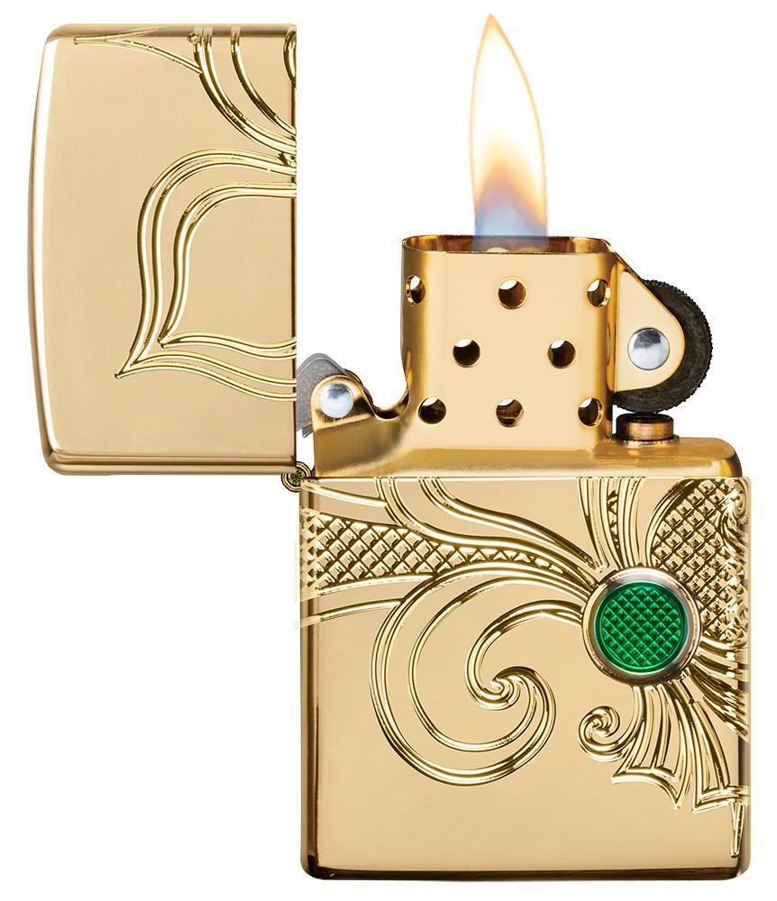 Zippo Armor® Fleur-de-Lis Lighter – High Polish Gold Plate