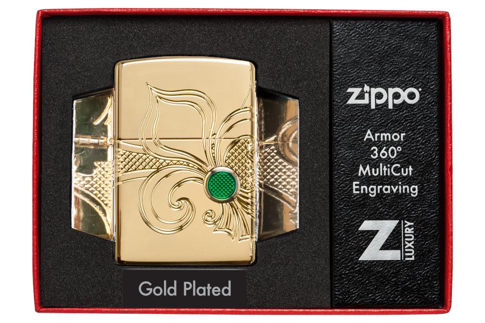 Zippo Armor® Fleur-de-Lis Lighter – High Polish Gold Plate
