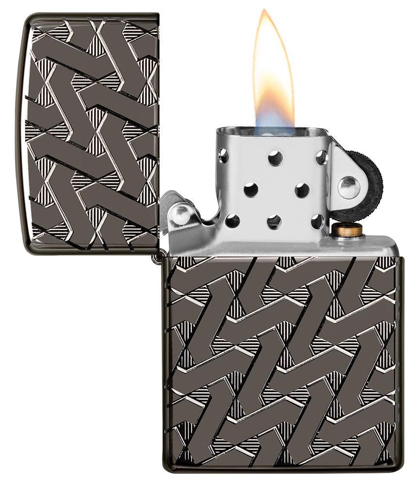 Zippo Armor® Geometric Weave Lighter – High Polish Black Ice®