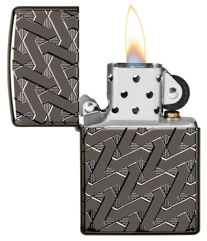Zippo Armor® Geometric Weave Lighter – High Polish Black Ice®