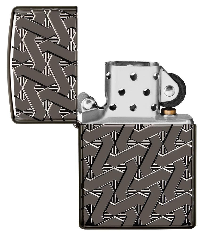 Zippo Armor® Geometric Weave Lighter – High Polish Black Ice®