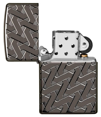 Zippo Armor® Geometric Weave Lighter – High Polish Black Ice®