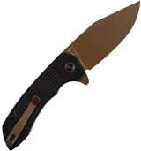 Tenable Knives Entity Button Lock Rose Gold B1036F1 - 3.5 Inch 14C28N Sandvik Blade With Black Checkered Aluminum Handle by Tenable Knives
