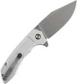 Tenable Knives Entity Button Lock Knife 3.5 Inch Sandvik 14C28N Drop Point Blade Silver Checkered Aluminum Handle by Tenable Knives