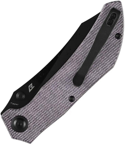 Tenable Knives Tipper Linerlock Purple Canvas Micarta - Nitro V Cleaver Blade With BlackWash Finish And Pocket Clip by Tenable Knives