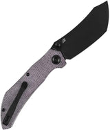 Tenable Knives Tipper Linerlock Purple Canvas Micarta - Nitro V Cleaver Blade With BlackWash Finish And Pocket Clip by Tenable Knives