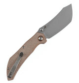 Tenable Knives Tipper Linerlock - Nitro V Steel Cleaver Style Blade Brown Canvas Micarta Handle by Tenable Knives