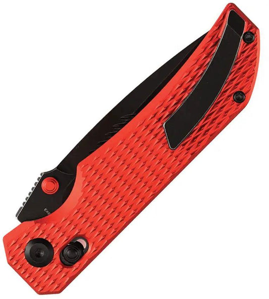 Tenable Knives Eaglestrike Crossbar Lock - Red Anodized Aluminum Handle with Nitro V Spear Point Blade by Tenable Knives