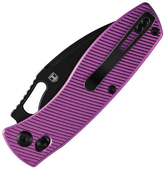 Tenable Knives Heron Crossbar Lock Knife - Purple Aluminum Handle BlackWash Nitro V Blade by Tenable Knives
