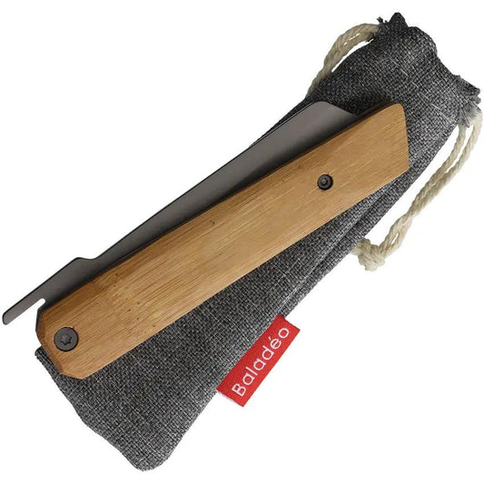 Baladeo Higonokami Style Linerlock Knife With Premium Gray Titanium Blade Extended Tang Wood Handle For EDC Enthusiasts by Baladeo