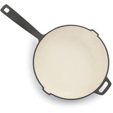 Barebones Living Enamel Lined Cast Iron Skillet 10 Inch Vintage White Enamel Ergonomic Handle for Home Cooks by Barebones Living