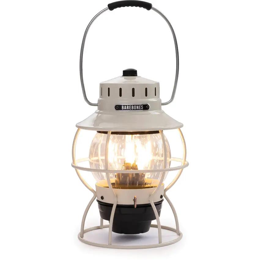 Barebones Living Railroad Lantern Vintage White Water Resistant Steel With Replaceable Glass Globe Outdoor Lighting by Barebones Living