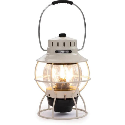Barebones Living Railroad Lantern Vintage White Water Resistant Steel With Replaceable Glass Globe Outdoor Lighting by Barebones Living