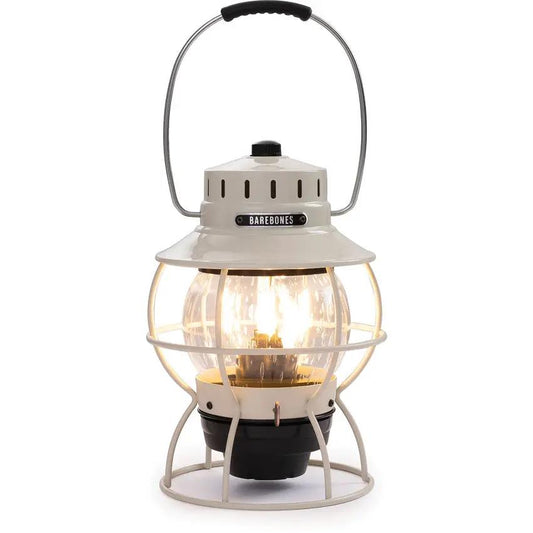 Barebones Living Railroad Lantern Vintage White Water Resistant Steel With Replaceable Glass Globe Outdoor Lighting by Barebones Living