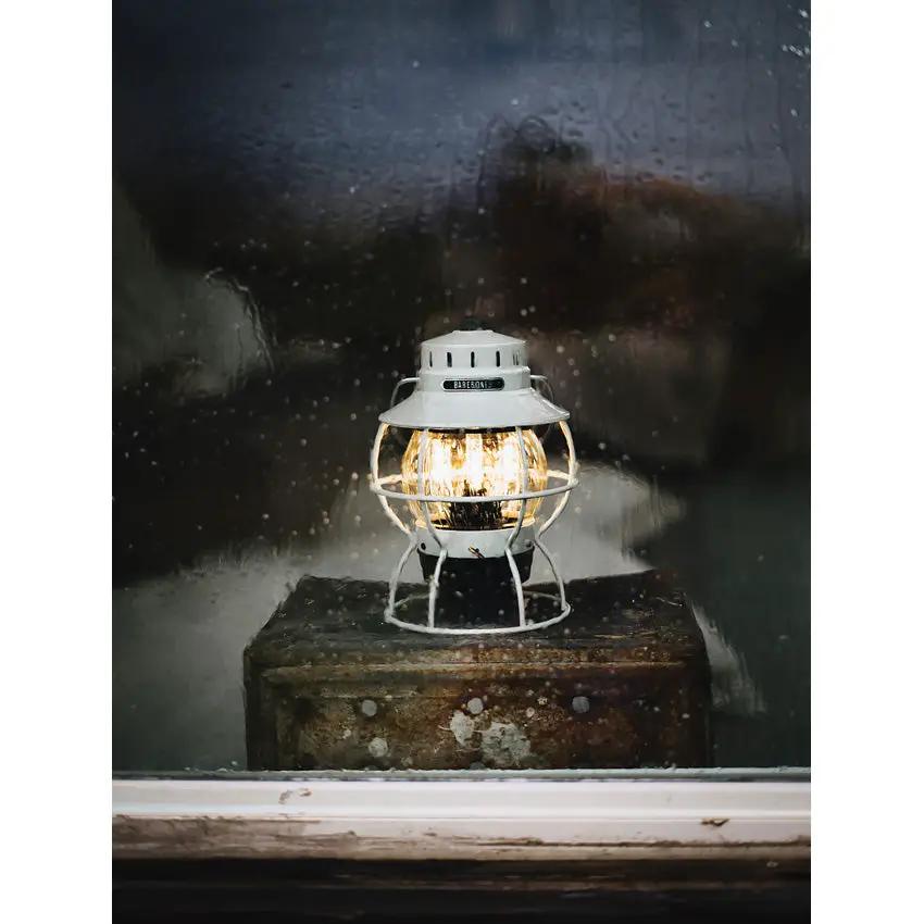 Barebones Living Railroad Lantern Vintage White Water Resistant Steel With Replaceable Glass Globe Outdoor Lighting by Barebones Living