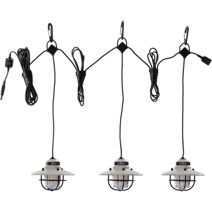 Barebones Edison String Lights Three Pack Rechargeable USB Charging Weatherproof Outdoor Patio Hanging Kit by Barebones Living