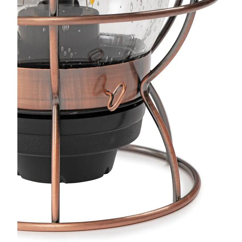 Barebones Living Railroad Lantern Rechargeable Outdoor Vintage Edison LED With Seed Glass Globe And Copper Accents by Barebones Living