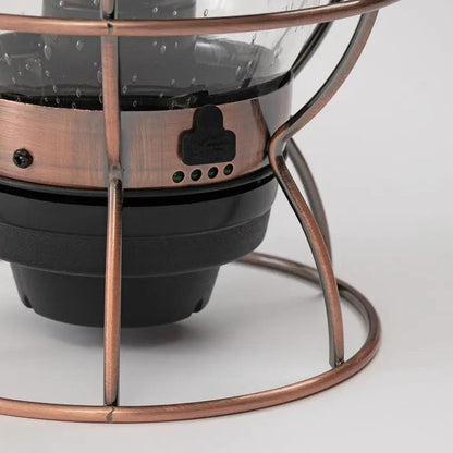 Barebones Living Railroad Lantern Rechargeable Outdoor Vintage Edison LED With Seed Glass Globe And Copper Accents by Barebones Living