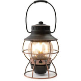 Barebones Living Railroad Lantern Rechargeable Outdoor Vintage Edison LED With Seed Glass Globe And Copper Accents by Barebones Living