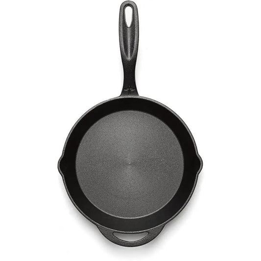 Barebones Living Cast Iron Skillet 10 Inch With Heat-Dispersing Ergonomic Handle Dual Pour Spouts For Home Cooks by Barebones Living