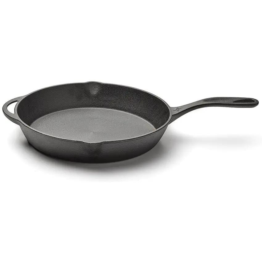 Barebones Living Durable Cast Iron Skillet 12 Inch with Heat Dispersing Ergonomic Handle Dual Pour Spouts for Home Cooks by Barebones Living
