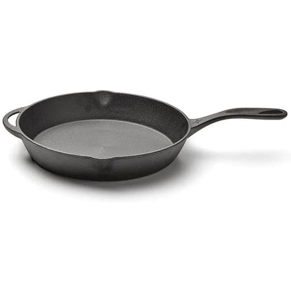 Barebones Living Durable Cast Iron Skillet 12 Inch with Heat Dispersing Ergonomic Handle Dual Pour Spouts for Home Cooks by Barebones Living