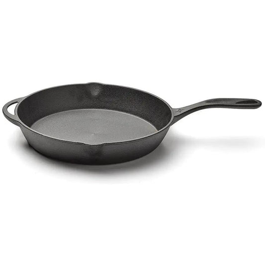 Barebones Living Durable Cast Iron Skillet 12 Inch with Heat Dispersing Ergonomic Handle Dual Pour Spouts for Home Cooks by Barebones Living