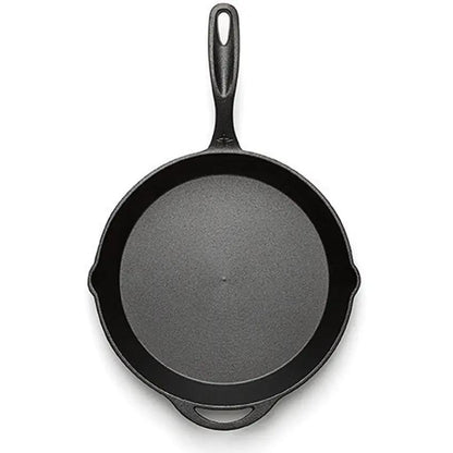 Barebones Living Durable Cast Iron Skillet 12 Inch with Heat Dispersing Ergonomic Handle Dual Pour Spouts for Home Cooks by Barebones Living