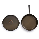 Barebones Living Cast Iron Skillet 12in Premium Preseasoned Copper Lid Ring Extended Handle For Home Cooks by Barebones Living