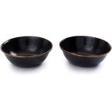 Barebones Living Enamel Bowl Set Two Piece Charcoal Speckled With Bronze Patina Trim For Modern Kitchens by Barebones Living