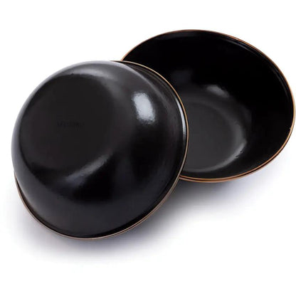 Barebones Living Enamel Bowl Set Two Piece Charcoal Speckled With Bronze Patina Trim For Modern Kitchens by Barebones Living