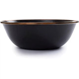 Barebones Living Enamel Bowl Set Two Piece Charcoal Speckled With Bronze Patina Trim For Modern Kitchens by Barebones Living