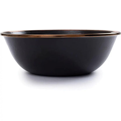 Barebones Living Enamel Bowl Set Two Piece Charcoal Speckled With Bronze Patina Trim For Modern Kitchens by Barebones Living