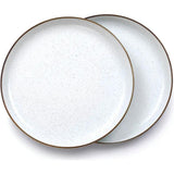 Barebones Living Enamel Plate Set 11 Inch Eggshell With Bronze Patina Rim Vintage Style For Entertaining Lovers 2 Pack by Barebones Living