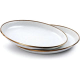 Barebones Living Enamel Salad Plate Set Vintage Inspired Dinnerware With Bronze Patina Rim For Vintage Kitchen Lovers by Barebones Living