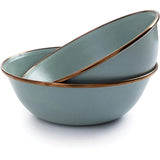 Barebones Living Enamel Bowl Set Mint Speckled Finish With Bronze Patina Trim For Modern Home Cooks by Barebones Living