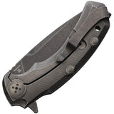 Bastinelli Creations Safe Framelock Dark Stonewash Magnacut Drop Point EDC Knife With Titanium Handle by Bastinelli Creations