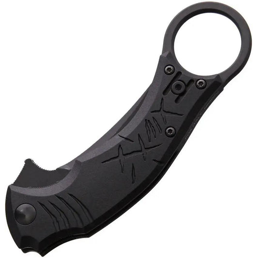 Bastinelli Mako Linerlock Knife BC0618S D2 Steel Blade Partially Serrated Extended Tang Black Handle EDC Tactical by Bastinelli Creations