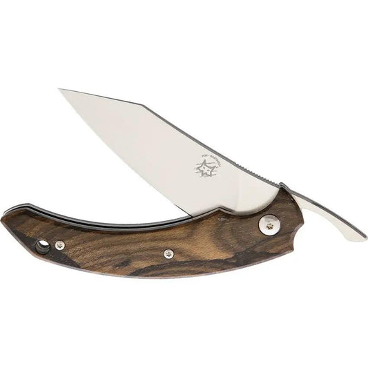 Bastinelli Dragotac Slim Folder Ziricote EDC Knife Satin N690 Blade Premium Extended Tang Lanyard by Bastinelli Creations
