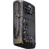 Bastinelli Creations Skulls Zippo Lighter With Bronze Armor Finish Double Sided Skull Art For Collectors by Bastinelli Creations