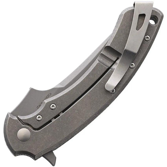 Bastinelli Creations Gecko Framelock FX537 Knife With Stonewashed Bohler N690 Blade Green Micarta For EDC Enthusiasts by Bastinelli Creations