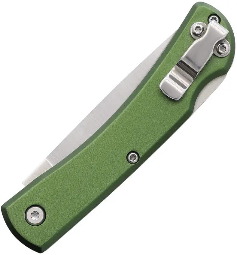 Bear And Son Farmhand Lockback Knife OD Green Aluminum Handle Satin Blade Compact EDC Pocket Clip For Everyday Carry by Bear & Son